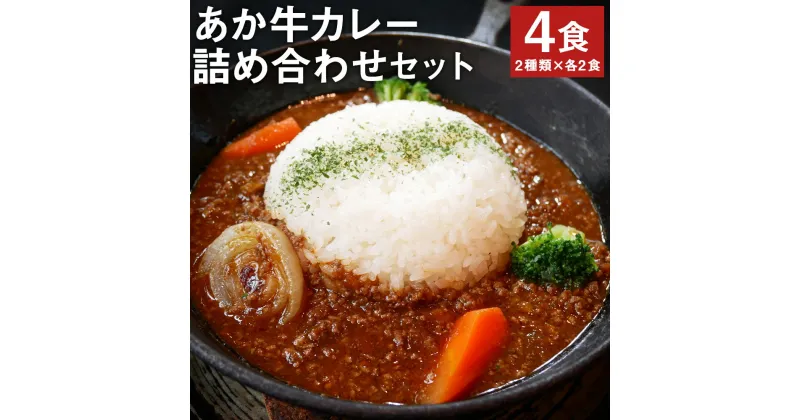 【ふるさと納税】あか牛カレー詰め合わせセット 2種類×各2食 合計4食 あか牛カレー あか牛100％挽肉カレー ビーフカレー レトルトカレー レトルト 食べ比べ セット 牛肉 熊本県 送料無料