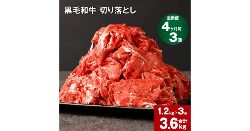 【ふるさと納税】【定期便】【4ヶ月毎3回】黒毛和牛 切り落とし 計3.6kg(1.2kg×3回) 牛肉 お肉 肉 切り落とし 小分け パック 牛丼 肉じゃが 冷凍 料理 九州 熊本県 菊池市 送料無料