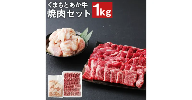 【ふるさと納税】くまもとあか牛 焼肉セット 合計1kg もも700g ホルモン300g 和牛 牛肉 あか牛 赤牛 お肉 精肉 焼肉 BBQ モモ肉 もつ モツ グルメ お取り寄せ 冷凍 熊本県産 国産 菊池市 送料無料