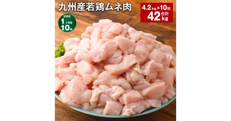 【ふるさと納税】【定期便】【1ヶ月毎10回】九州産若鶏ムネ肉 600g×7袋 計42kg（4.2kg×10回） 鶏肉 お肉 ムネ肉 むね肉 小分け 冷凍 九州産 国産 熊本県 菊池市 送料無料