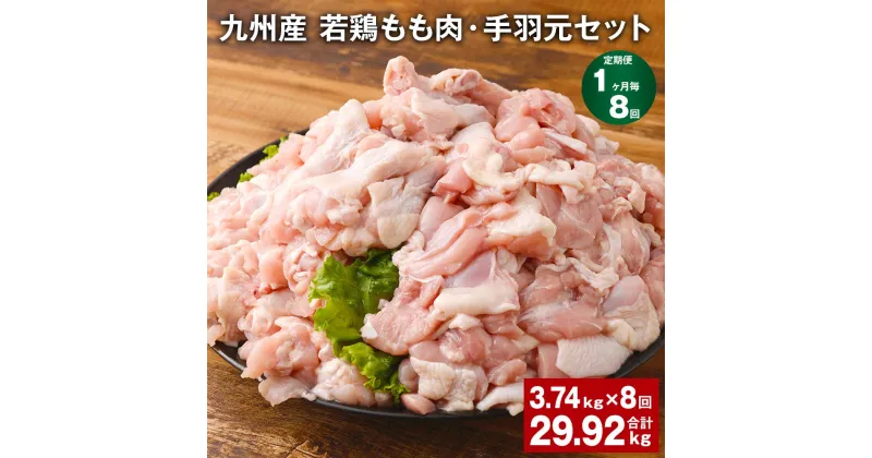 【ふるさと納税】【定期便】【1ヶ月毎8回】九州産 若鶏もも肉（310g×3袋）・手羽元（500g×5袋）セット 計29.92kg（3.74kg×8回） 鶏肉 お肉 モモ肉 もも肉 手羽先 2種類 小分け 冷凍 九州産 国産 熊本県 菊池市 送料無料