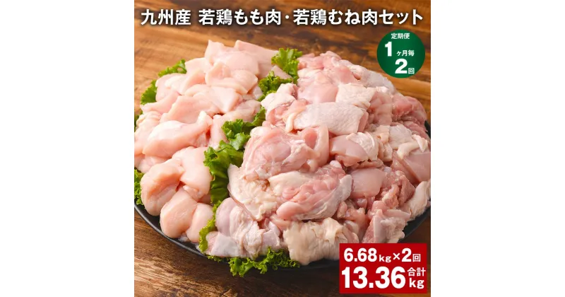 【ふるさと納税】【定期便】【1ヶ月毎2回】九州産 若鶏もも肉（310g×8袋）・若鶏むね肉（600g×7袋）セット 計13.36kg（6.68kg×2回） 鶏肉 お肉 モモ肉 ムネ肉 2種類 小分け 冷凍 九州産 国産 熊本県 菊池市 送料無料