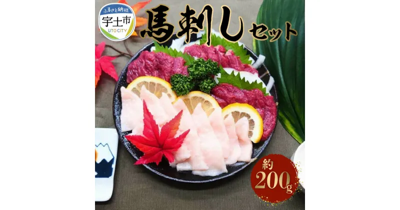 【ふるさと納税】熊本県産馬刺しセット約200g（赤身100g・コウネ100g）※タレ、生姜付【熊本県宇土市】