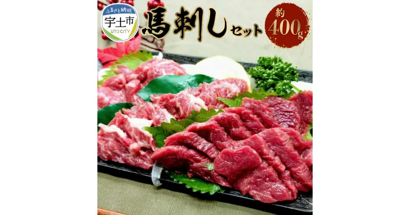 【ふるさと納税】熊本県産馬刺しセット約400g（中トロ200g・霜降り200g）　※タレ、生姜付【熊本県宇土市】