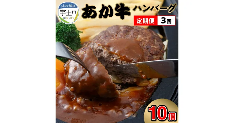 【ふるさと納税】定期便 3回 ハンバーグ 150g 10個 1.5kg 手作り 牛肉 あか牛 和牛 褐毛和牛 国産和牛 熊本産 冷凍 肉三代目 ジューシー 柔らか 美味しい 肉感 おかず 加工品 お取り寄せ グルメ 加熱調理 送料無料【熊本県宇土市】