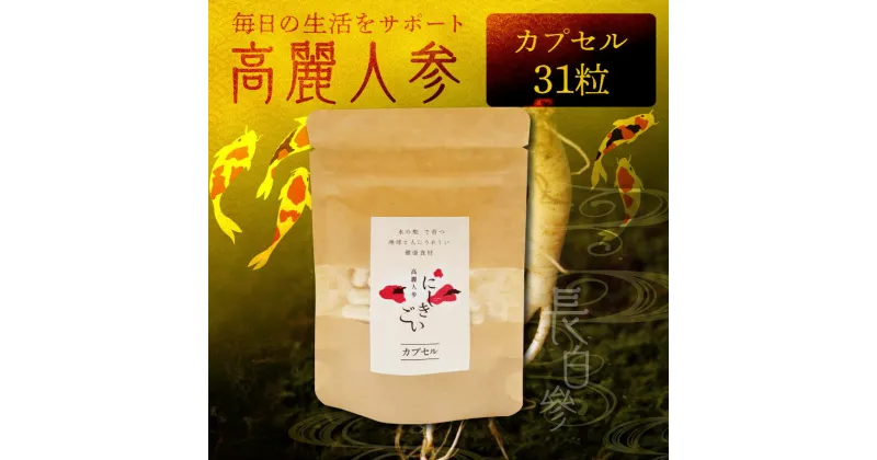 【ふるさと納税】高麗人参 カプセル 0.5g × 31粒 朝鮮人参 長白參 にしきごい サプリメント アクアポニックス 水耕栽培 サポニン 疲労回復 体力回復 滋養強壮 ナカファーム お取り寄せ 送料無料【熊本県宇土市】