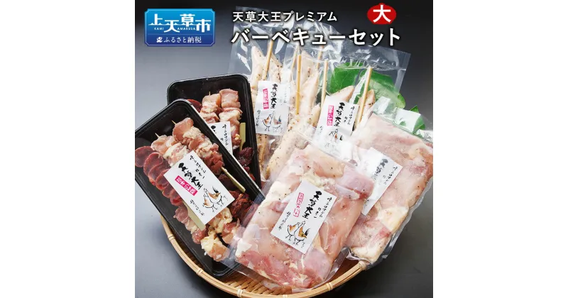 【ふるさと納税】天草大王 プレミアム バーベキューセット大 地鶏 鶏肉 セット 熊本県 上天草産 串セット 大手羽先串 コロコロカット 送料無料