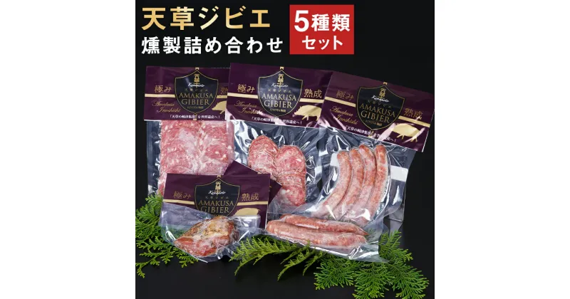 【ふるさと納税】天草ジビエ燻製セット 詰め合わせ 食べ比べ 5種類 ウインナー フランクフルト ボロニア ソフトサラミ パストラミ ジビエ料理 猪肉 ジビエ 燻製 天草 サラミ 送料無料