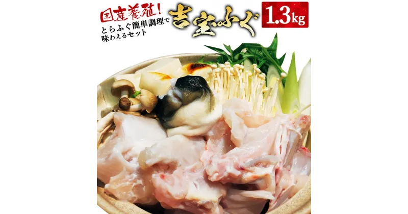 【ふるさと納税】国産養殖!とらふぐ簡単調理で味わえるセット 吉宝ふぐ 1.3kg フグ トラフグ とらふぐ 約3〜4人前 原魚 皮湯引き 100g 焼きヒレ 4枚 家庭用 刺身 ふぐ刺し ふぐ鍋 鍋 唐揚げ レシピ付き 送料無料 【2024年10月下旬から2025年4月上旬発送開始】