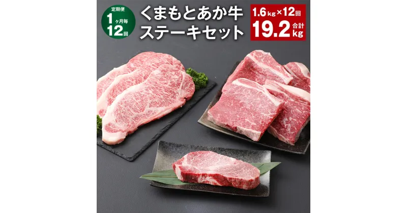 【ふるさと納税】【定期便】【1ヶ月毎12回】くまもとあか牛 ステーキセット 計19.2kg（1.6kg×12回） ヒレ サーロイン モモ サーロインステーキ 牛肉 お肉 肉 ブランド牛 和牛 セット 食べ比べ 九州 国産 冷凍 熊本県 上天草市 送料無料