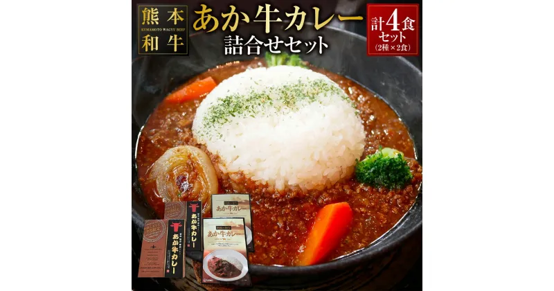 【ふるさと納税】あか牛カレー詰め合わせセット あか牛カレー180g×2 あか牛100％ 挽肉カレー 220g×2 4食 セット 詰合せ カレー 赤牛 グルメ 惣菜 ひき肉 肉 お肉 牛肉 常温保存可 簡単調理 温めるだけ レトルト 送料無料