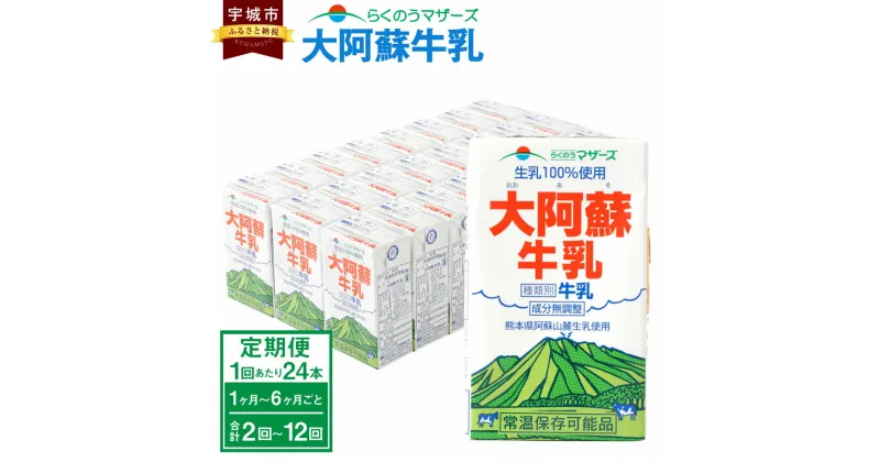 【ふるさと納税】 牛乳 【定期便】大阿蘇牛乳 250ml 24本入り 1～6ヶ月毎 2～12回 牛乳 成分無調整牛乳 生乳100%使用 乳飲料 乳性飲料 らくのうマザーズ ドリンク 飲み物 飲料 セット 紙パック 常温保存可能 ロングライフ 送料無料