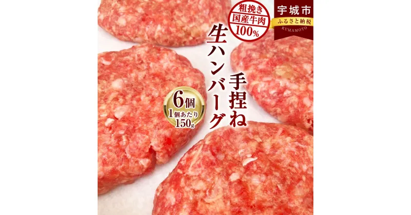 【ふるさと納税】国産 牛肉 100％ 手捏ね 生ハンバーグ 150g×6個 合計 900g 洋食 洋風 惣菜 おかず 簡単調理 冷凍 個包装 送料無料