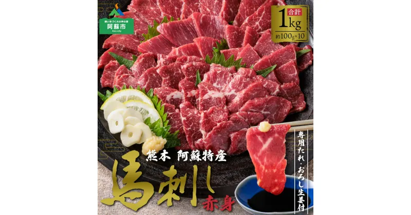 【ふるさと納税】レビューキャンペーン対象 馬刺し ふるさと納税 1kg 赤身 赤身馬刺し 熊本 馬肉 特産品 新鮮 上質 赤身 1kg (100g×10パック) ショッピングふじた 専用タレと生姜付き 小分け 詰め合わせ 赤身 熊本県 阿蘇市