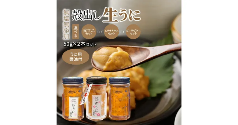 【ふるさと納税】【 着日指定 】 天然 殻出し 生うに 赤うに ムラサキウニ ガンガゼウニ 50g 2本 選べる 種類 ウニ 幻のうに 醬油付き 瓶詰め 濃厚 磯の香り 甘み 無塩 無添加 絶品 新鮮 そのまま 美味しさ うに丼 軍艦巻き うにパスタ 海の恵み 天草市 取り寄せ 送料無料