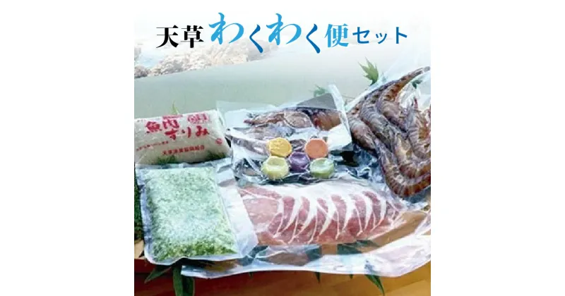 【ふるさと納税】高評価 天草 わくわく便 セット 詰め合わせ クルマエビ 白身魚 すり身 旬 魚 切り身 ロザリオポーク しゃぶしゃぶ オクラ とろろ 郷土銘品 せんだご 真空パック 郷土料理 豚肉 ポーク シーフード 海産物 魚介 海鮮 冷凍 熊本県 天草市 送料無料