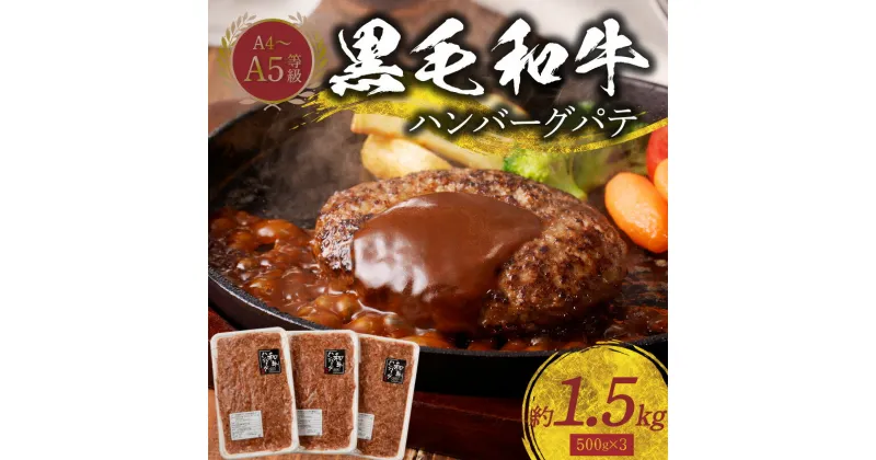 【ふるさと納税】九州産 黒毛和牛 ハンバーグ パテ 約1.5kg 肉質等級 A4 〜 A5 ランク 小分け 味付き 旨味 濃い 黒毛和種 ミシュランビブグルマン 獲得 熊本県 天草市 田中畜産 お取り寄せ お取り寄せグルメ 送料無料