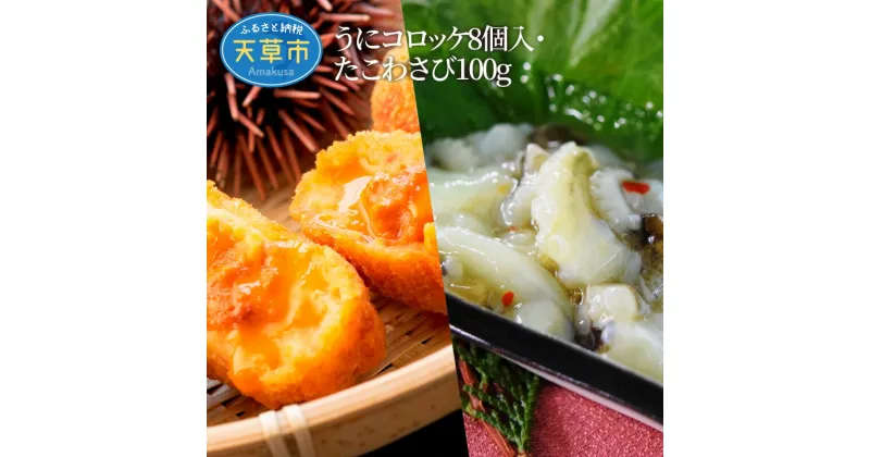 【ふるさと納税】うに コロッケ ウニ うにコロッケ 8個入 たこわさび 100g セット 天草産 濃厚な旨味 コリコリ 食感 香り 新鮮 美味しい 熊本県 天草市 丸健水産 お取り寄せ 送料無料