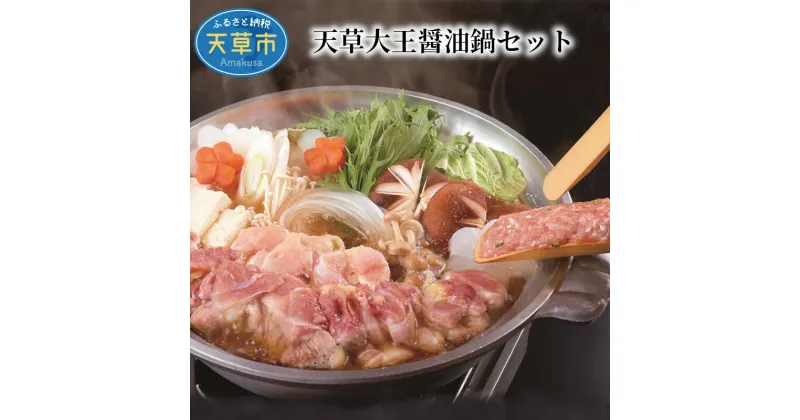 【ふるさと納税】醤油鍋 セット 3〜4人前 鶏肉 400g つくね 200g 凝縮スープ 500g ちゃんぽん麺 300g 天草大王 地鶏 もも肉 むね肉 濃厚 雑炊 冷凍 グルメ 天草産 熊本県 九州 産地直送 お取り寄せグルメ 鶏鍋 送料無料