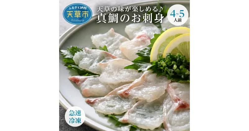 【ふるさと納税】鯛 真鯛 刺身用 4〜5人前 刺身醤油付 ふっくら 肉厚 真空 急速凍結 脂乗り パーティー お祝い 旨味 魚 魚介類 食品 熊本 天草 お取り寄せ お取り寄せグルメ 食べ物 ごはんのおとも おかず 冷凍 送料無料