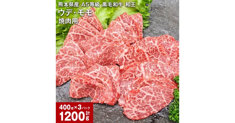 【ふるさと納税】熊本県産 A5等級 黒毛和牛 和王 ウデ・モモ 焼肉用 計1200g 牛肉 牛 肉 お肉 和牛 焼き肉 やきにく ウチヒラ ソトヒラ 高級 冷凍 真空パック 九州 熊本県 合志市 送料無料