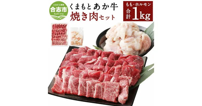 【ふるさと納税】くまもとあか牛 焼肉セット 合計1000g 合計1kg もも焼肉 (700g) ホルモン (300g) 和牛 牛肉 あか牛 赤牛 お肉 精肉 焼肉 BBQ モモ肉 もつ モツ グルメ お取り寄せ 冷凍 熊本県産 国産 合志市 送料無料