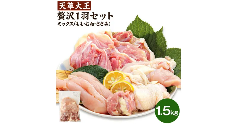 【ふるさと納税】天草大王 贅沢1羽セット 1.5kg 1袋 ミックス (もも/むね/ささみ) カット済 お肉 鶏肉 国産 熊本県 合志市 送料無料