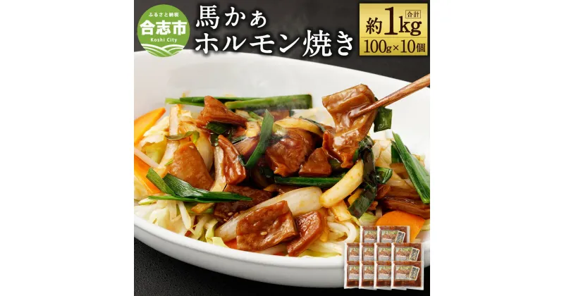 【ふるさと納税】馬ホルモン焼 10個セット 合計1kg 100g×10個 ホルモン 馬肉 惣菜 おかず おつまみ 冷凍 熊本県 合志市 送料無料