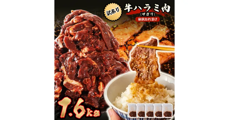 数量限定！【ふるさと納税】秘伝コク旨 訳あり牛ハラミ (サガリ) 肉 合計1.6kg 320g×5パック ハラミ お肉 牛肉 送料無料 焼き肉 漬け タレ漬け 味付け肉 国産 BBQ バーベキュー 小分け 詰め合わせ 牛 焼肉セット 焼肉用 Z